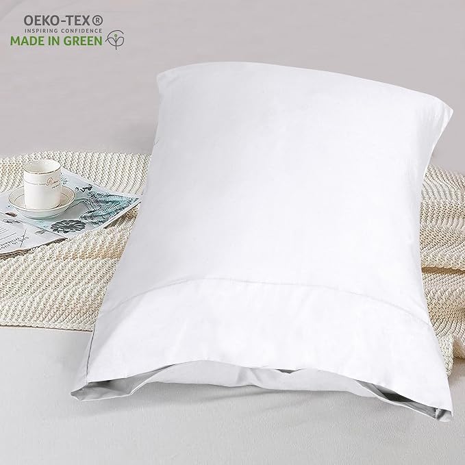 Royale Linens White Cotton Pillow Cases Queen Size Set of 12 - Image 7