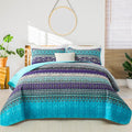 WONGS BEDDING Boho Quilt King Size, Lightweight Microfiber Bed Decor Bedspread by WONGSBEDDING
