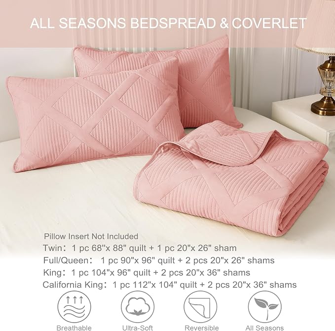 Exclusivo Mezcla Oversized King Quilt Set- Blush Pink Cal King Quilts Bedding - Image 6