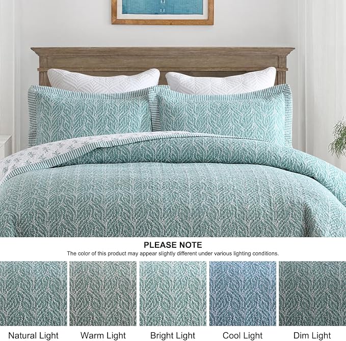 SahSahCasa Quilt Set Queen Size, 100% Cotton Quilt Bedding Set Bedspread - Image 9