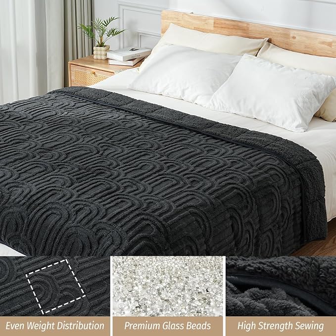 Wemore Jacquard Fleece Weighted Blanket Queen Size 60" x 80" 20lbs, Ultra Soft - Image 4