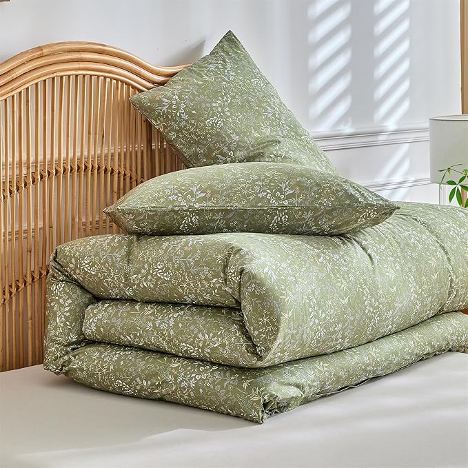 mixinni 3 Pieces Duvet Covers King Size, 100% Cotton Comforter Cover Wildflower - Image 7