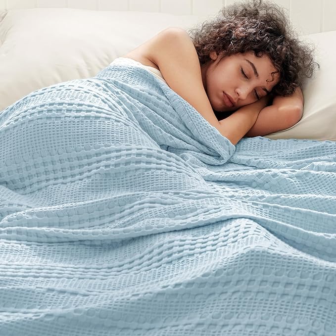 PHF Cooling Waffle Blanket Twin Size, Lightweight 60% Rayon from Bamboo & 40% - Image 5