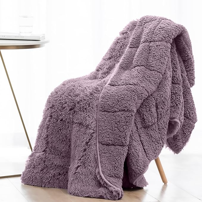 Wemore Shaggy Long Fur Faux Fur Weighted Blanket, Cozy and Fluffy Plush Sherpa by WemoreDirect