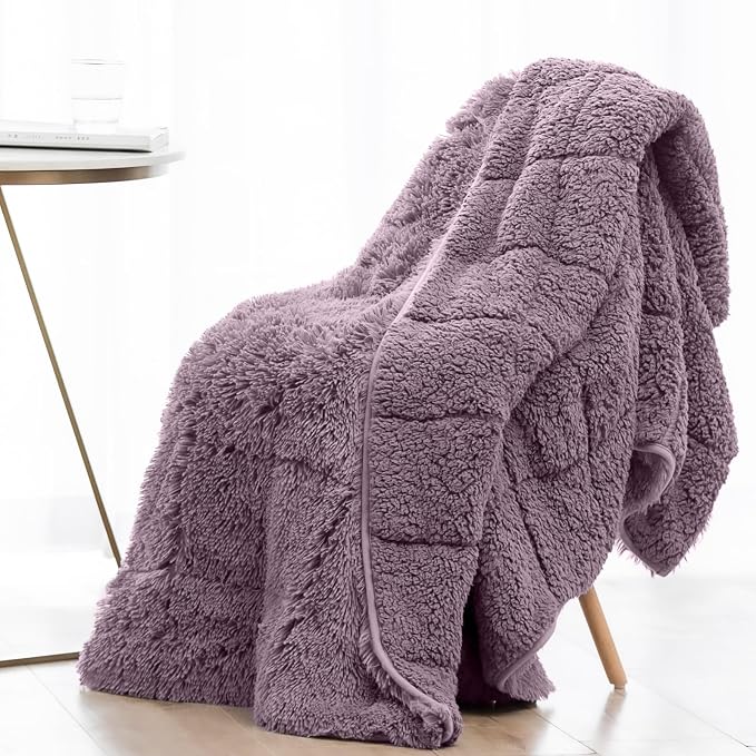 Wemore Shaggy Long Fur Faux Fur Weighted Blanket, Cozy and Fluffy Plush Sherpa by WemoreDirect