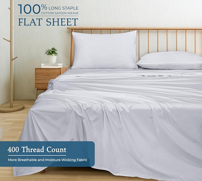 400 Thread Count 100% American Grown Cotton Flat Sheet - Image 4