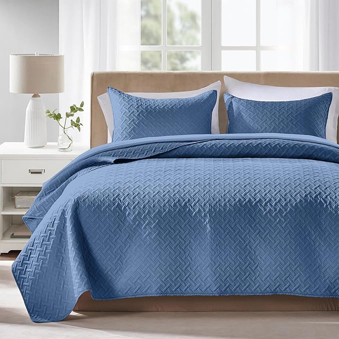 FLYMME Bluish Grey Twin Quilt Bedding Set Thin Lightweight Bedspreads, Soft by FLYMME