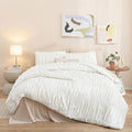 weigelia Cream Comforter Set King – Textured Ruched Cream Ivory King Comforter by WEIGELIA