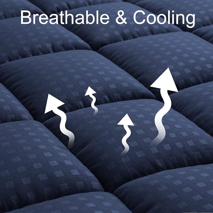HYLEORY Full Mattress Pad Quilted Fitted Mattress Protector Cooling Pillow Top - Image 2