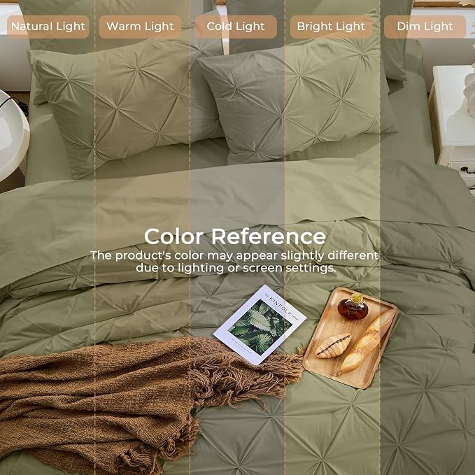 Sasttie Twin XL Comforter Set, 5-Piece Bed in a Bag, Pintuck Bedding Sets - Image 8