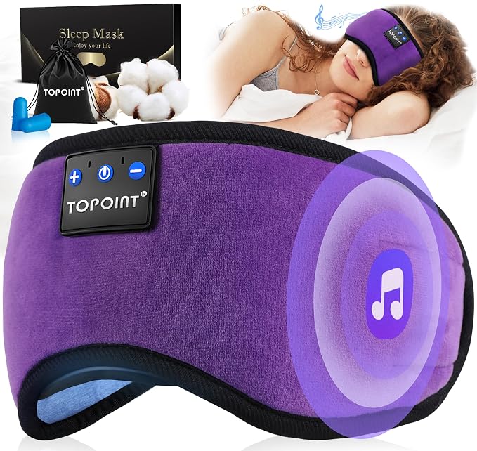 TOPOINT Sleep Mask with Headphones Bluetooth 5.4 Wireless, Sleep Headphone with by TOPOINT