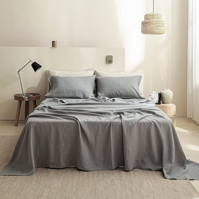 Simple&Opulence French Linen Flat Sheet, 100% Natural Flax Bedding Sheet - Image 4