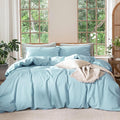 MooMee Bedding Duvet Cover Set 100% Washed Cotton Linen Like Textured by MOOMEE