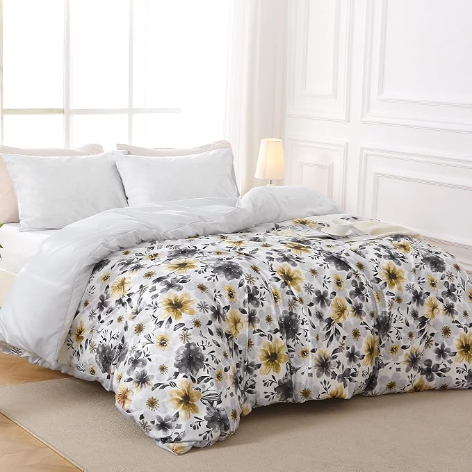 MUXHOMO Duvet Cover Queen Size, Reversible Floral Vintage Duvet Cover Set - Image 3