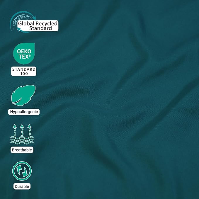 ZPECC Queen Flat Sheet Only 6 Pack, Durable Teal Top Bed Sheets Hypoallergenic - Image 4