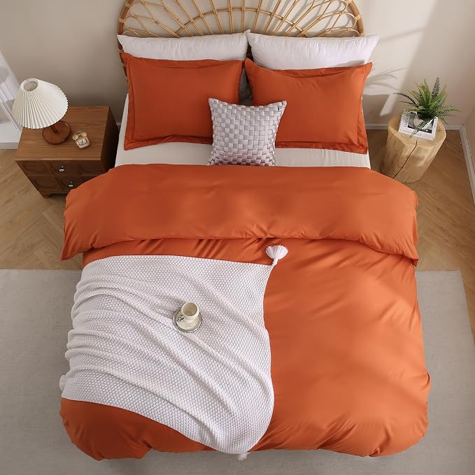 JSD Burnt Orange Duvet Cover Set Full Size, 3 Piece Duvet Cover - Image 8
