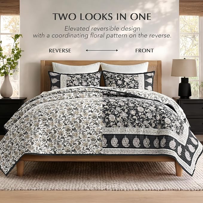 EverGrace Cotton Quilt Set King Size, 100% Cotton Reversible Lightweight - Image 4