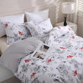 LONAVA Queen Flower 3 Pcs Duvet Cover Set, Breathable Soft Microfiber White by LONAVA