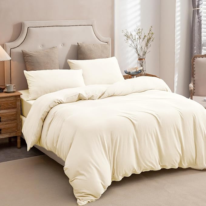 PURE ERA Jersey Knit Duvet Cover Set 100% T-Shirt Cotton Super Soft Comfy 3pc - Image 4