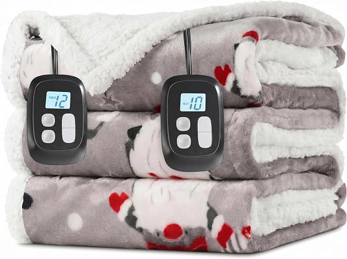 LaffyLo Electric Heated Blanket Queen Size 84 x 90, Dual Control, Fast Heating by LAFFYLO