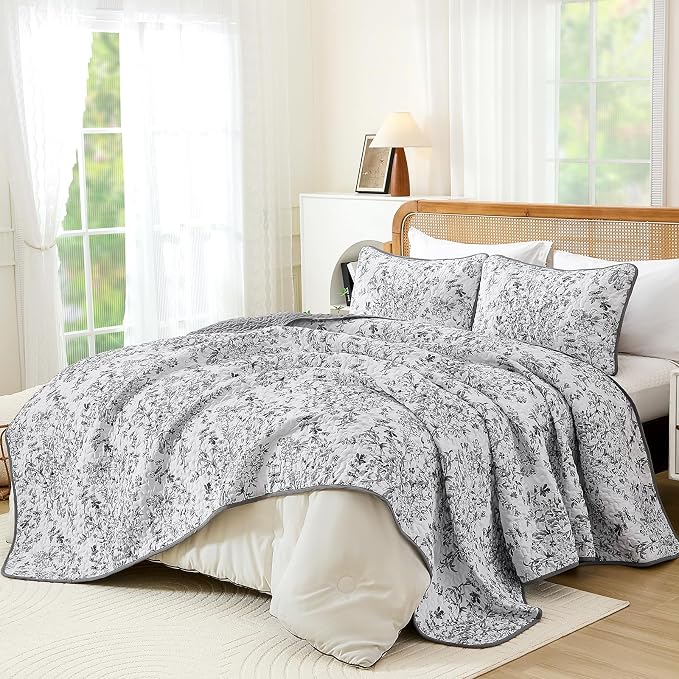 WONGS BEDDING Quilt King Size, Botanical Quilt - Image 2