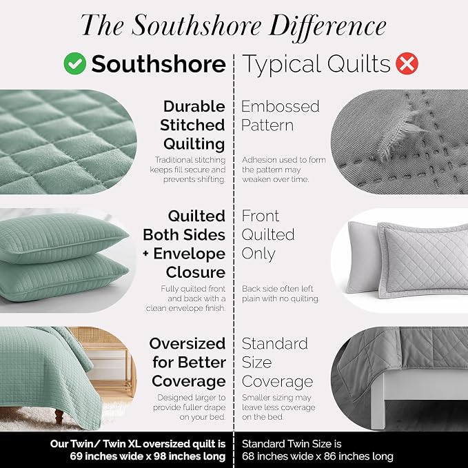 Southshore Fine Living, Inc. Twin Quilt Coverlet Bedding Set, Soft Brushed - Image 4