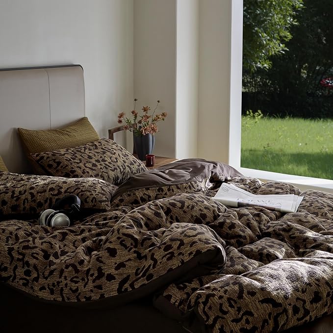 mixinni Leopard Duvet Cover Full Size Yarn-Dyed Leopard Print Jacquard Cotton - Image 6