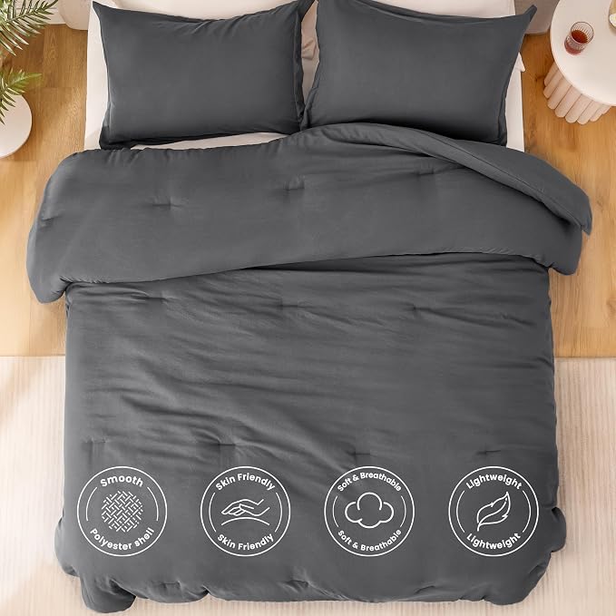Love's cabin Dark Grey Twin/Twin XL Comforter Set, 2-Piece Prewashed Bed Set - Image 3