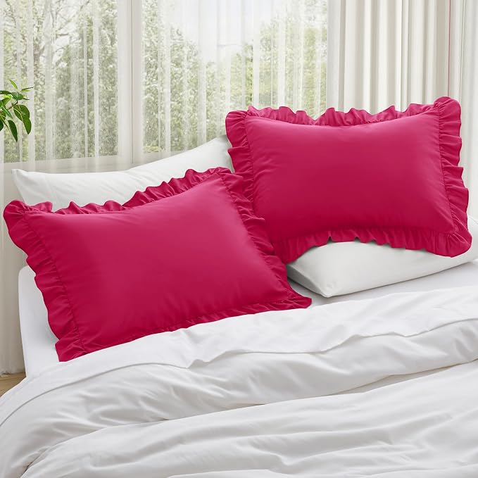 KKJIAF Ruffle Pillow Cases Standard Size Set of 2, Ruffled Pillow Covers - Image 2