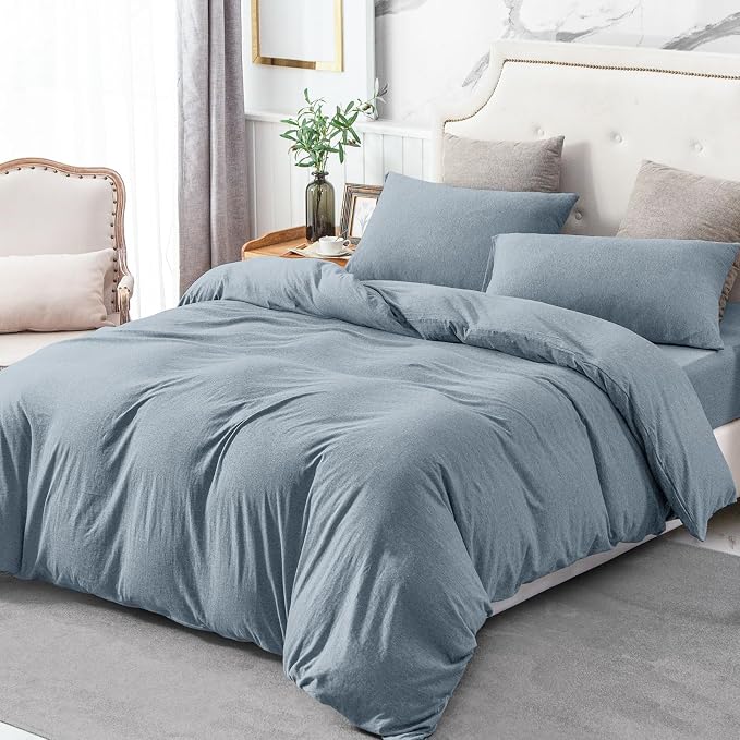 PURE ERA Jersey Knit Duvet Cover Set 100% T-Shirt Cotton Super Soft Comfy 2pc - Image 7