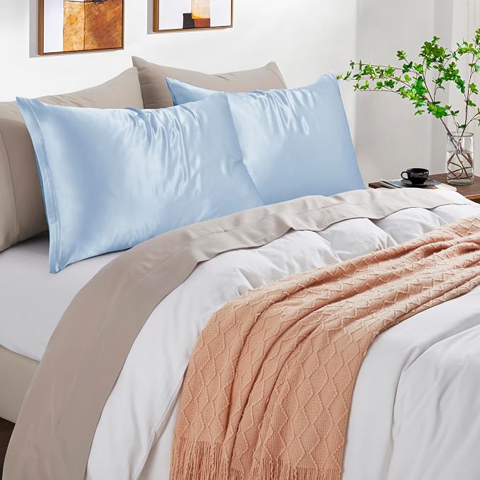 Light Blue Satin Pillowcases - Image 2