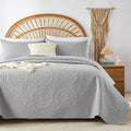 WURUIBO Light Gray Quilt Set Queen Size, Embossing Microfiber Full Bedspreads by WURUIBO