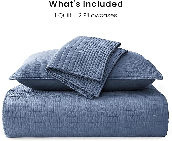Love's cabin King Size Cotton Quilt Set, 100% Cotton Fabric Striped Textured - Image 7