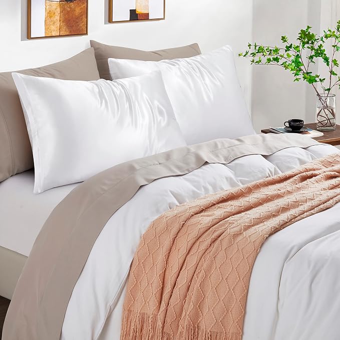 Satin Pillowcases with Zipper （20x30）, Queen Size Pillowcases Set of 2 - Image 2