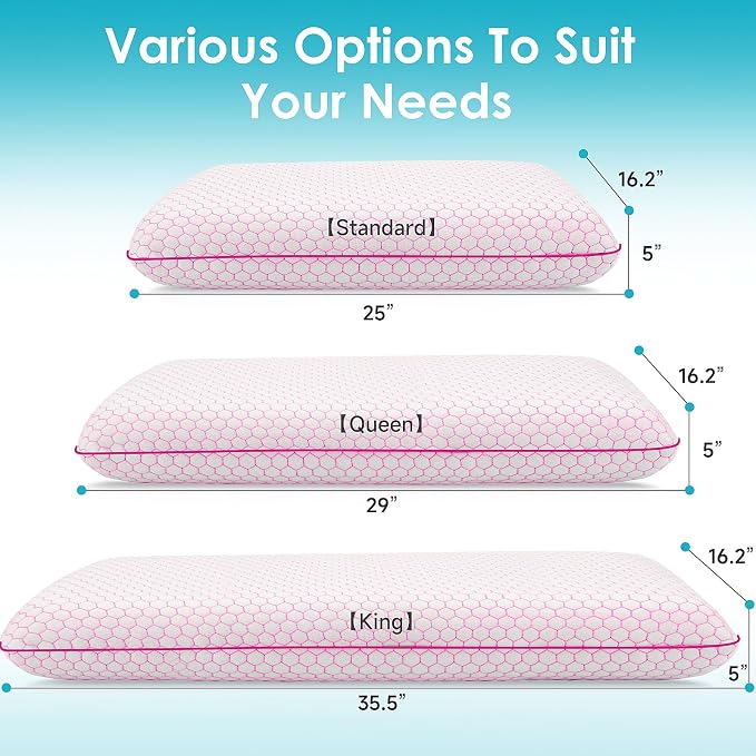 CushyOasis Memory Foam Pillows for Side, Back and Stomach Sleepers, Bed Pillow - Image 3