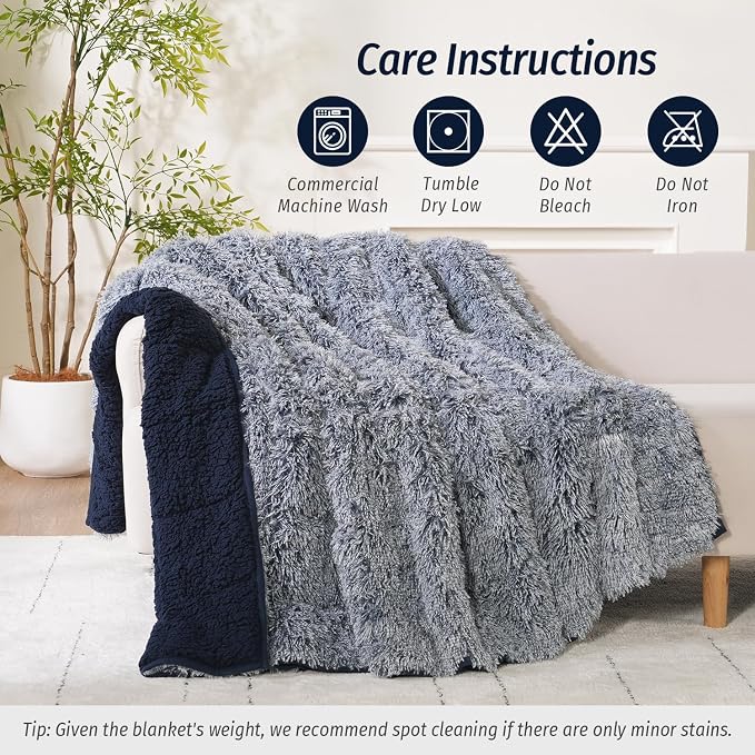 Wemore Shaggy Long Fur Faux Fur Weighted Blanket, Cozy and Plush Sherpa Long - Image 7