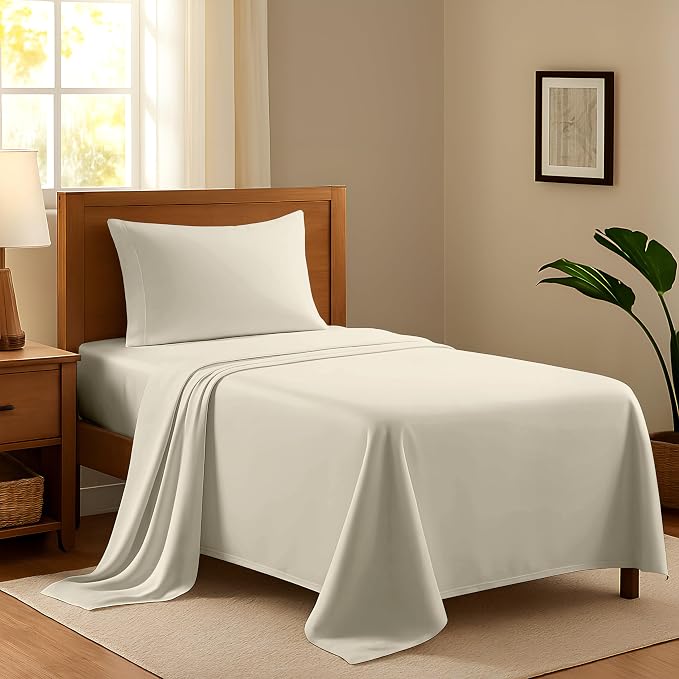 100% Egyptian Cotton Twin Bed Sheets Set by AshtonSheets