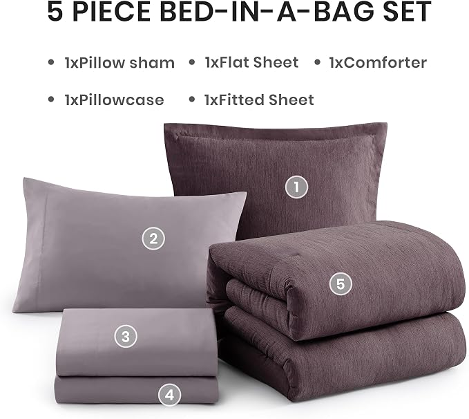 Monbix Twin XL Comforter Set Italian Plum, Cationic Dyeing Bedding Set - Image 7