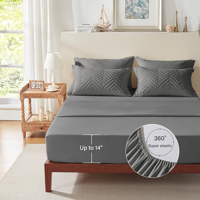 Zzlpp Queen Comforter Set 7 Pieces, Dark Grey Tufted Bed in a Bag - Image 7