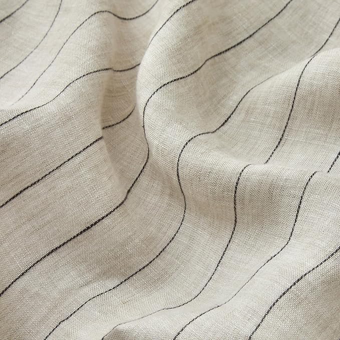 mixinni 3 Piece Striped Duvet Cover Set, Neutral Washed Cotton Linen Blend - Image 6