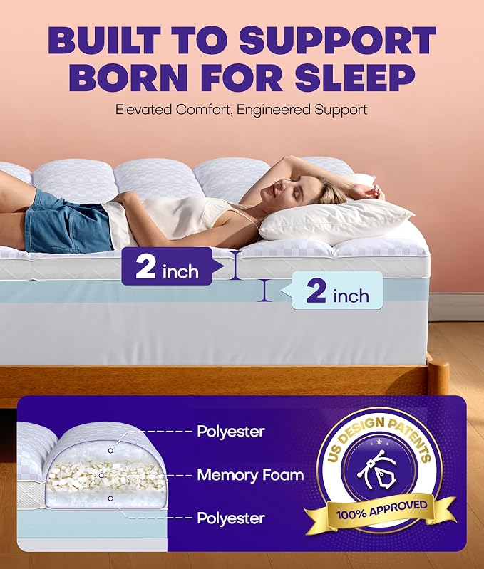 Dual Layer 4 Inch Memory Foam Mattress Topper - Image 2