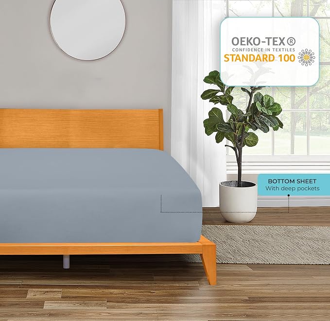 ROYALE LINENS 300 Thread Count 100% Long Staple Combed Cotton Fitted Sheet Full - Image 6