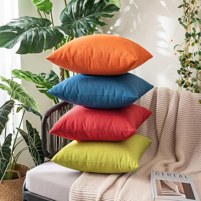 MIULEE Pack of 2 Decorative Outdoor Solid Waterproof Throw Pillow Covers Euro - Image 5
