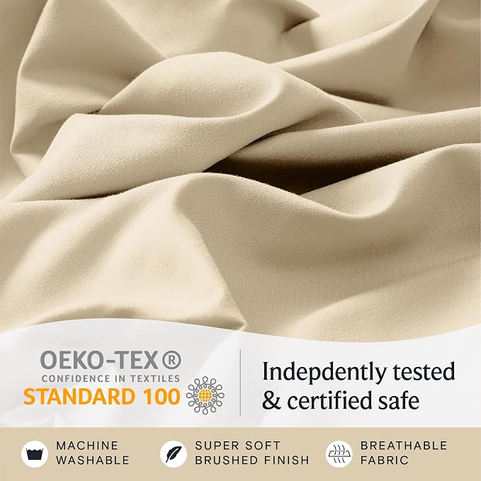 LuxClub 4 PC Full Size Sheet Set Deep Pockets 18" Wrinkle Free Cooling Sheets - Image 5
