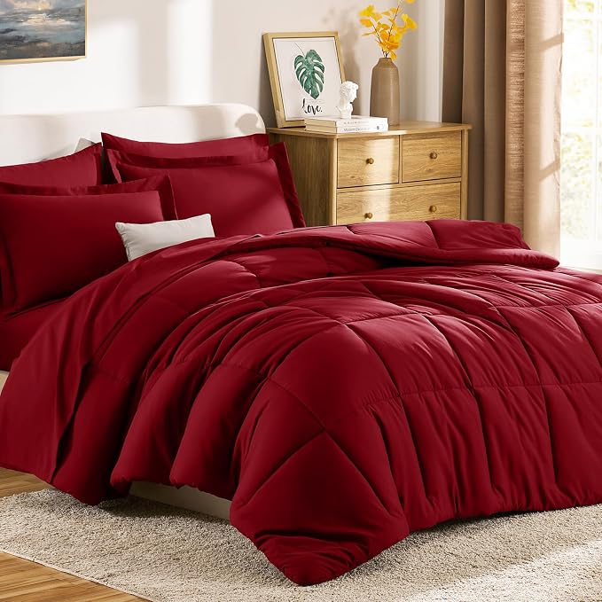 CozyLux Full Size Comforter Sets Dark Red - Image 9