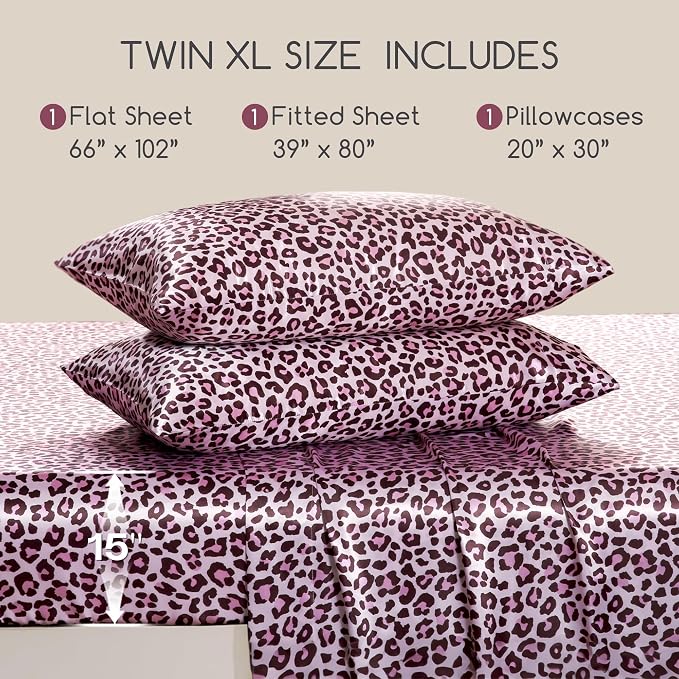 MR&HM Satin Sheets with Elastic Corner Straps, Twin XL Size 3-Piece Silky - Image 2