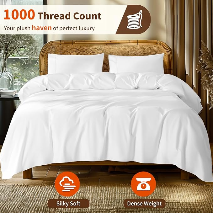 LBRO2M 1000 Thread Count 100% Egyptian Cotton Sheets Set Twin XL, 3 Piece Sets - Image 2