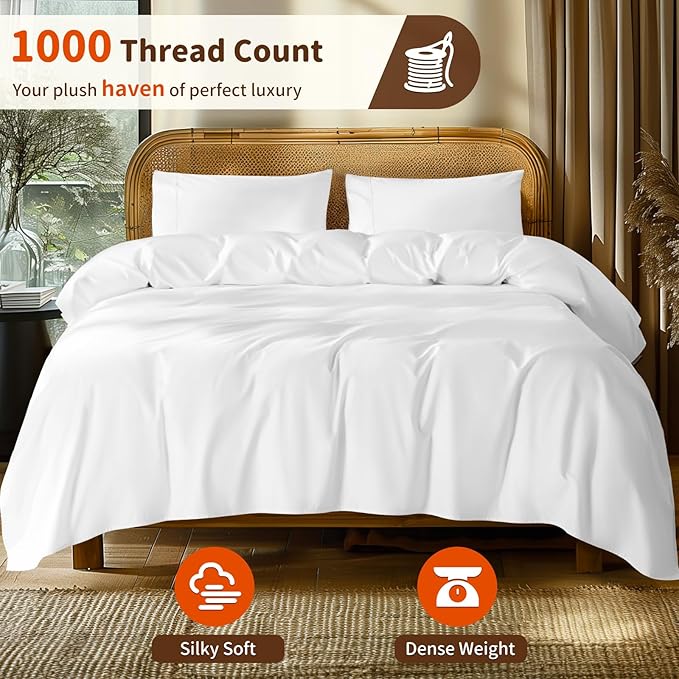 LBRO2M 1000 Thread Count 100% Egyptian Cotton Sheets Set Twin, 3 Piece Sets Bed - Image 2