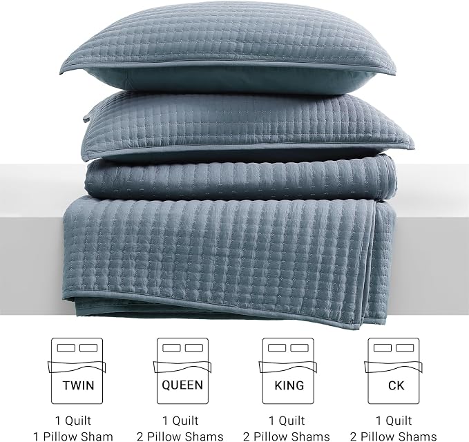 WRENSONGE King Size Quilt-3 Pieces Lightweight Bedspreads Oxford Blue King - Image 8