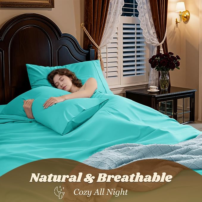 LBRO2M 1000 Thread Count 100% Egyptian Cotton Sheets Set, Full Size Bed Sheet 4 - Image 5